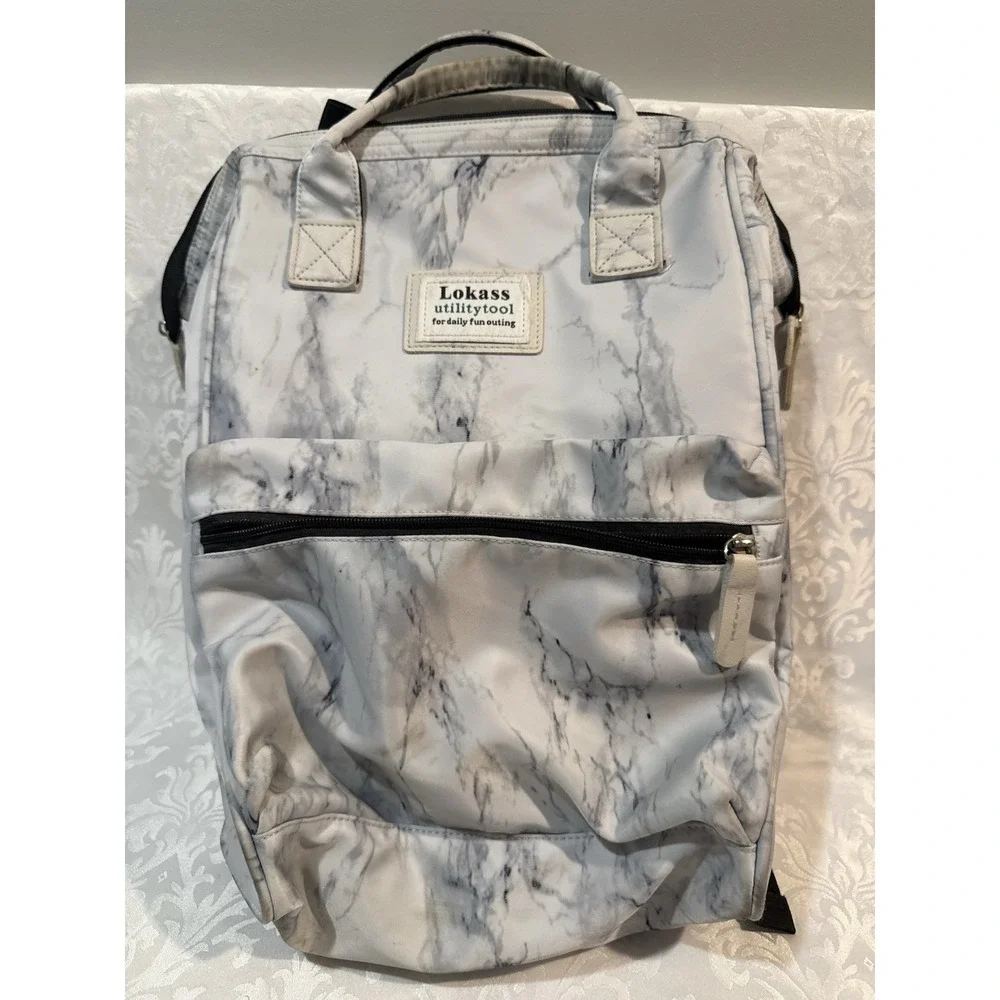 Lokass Utilitytool Travel Laptop Backpack Mens OS White Grey Marble Good Utility